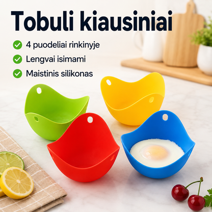 Silikoniniai kiaušinių virimo puodeliai (rinkinys, 4 vnt.)