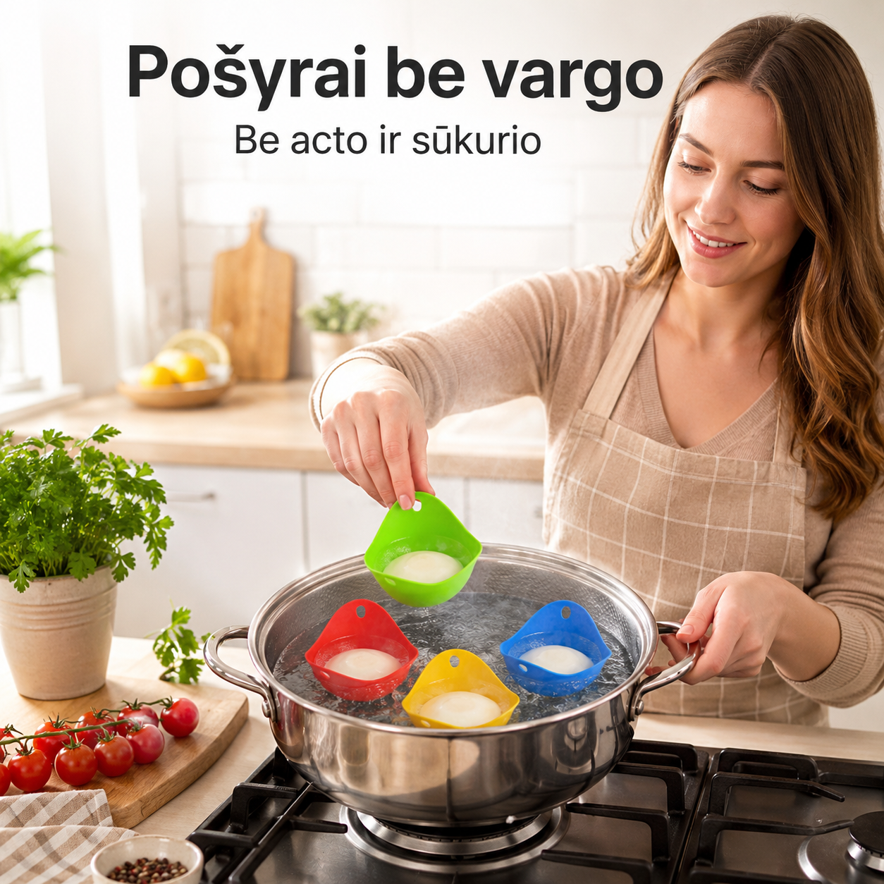 Silikoniniai kiaušinių virimo puodeliai (rinkinys, 4 vnt.)