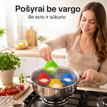 Silikoniniai kiaušinių virimo puodeliai (rinkinys, 4 vnt.)