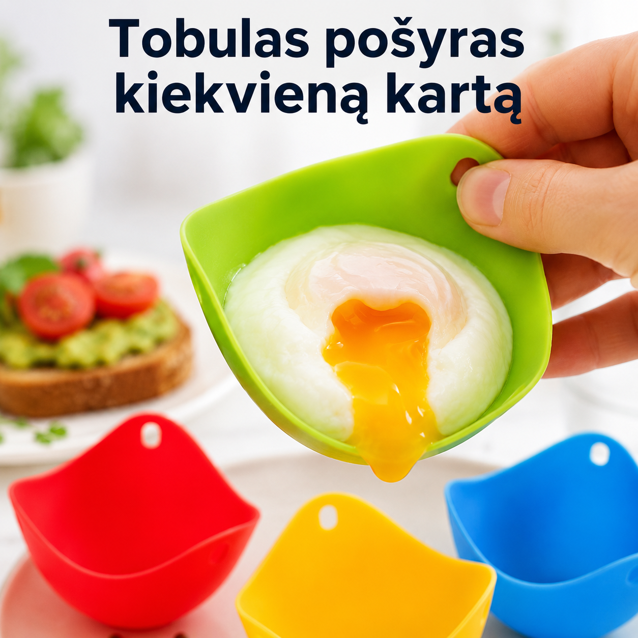 Silikoniniai kiaušinių virimo puodeliai (rinkinys, 4 vnt.)