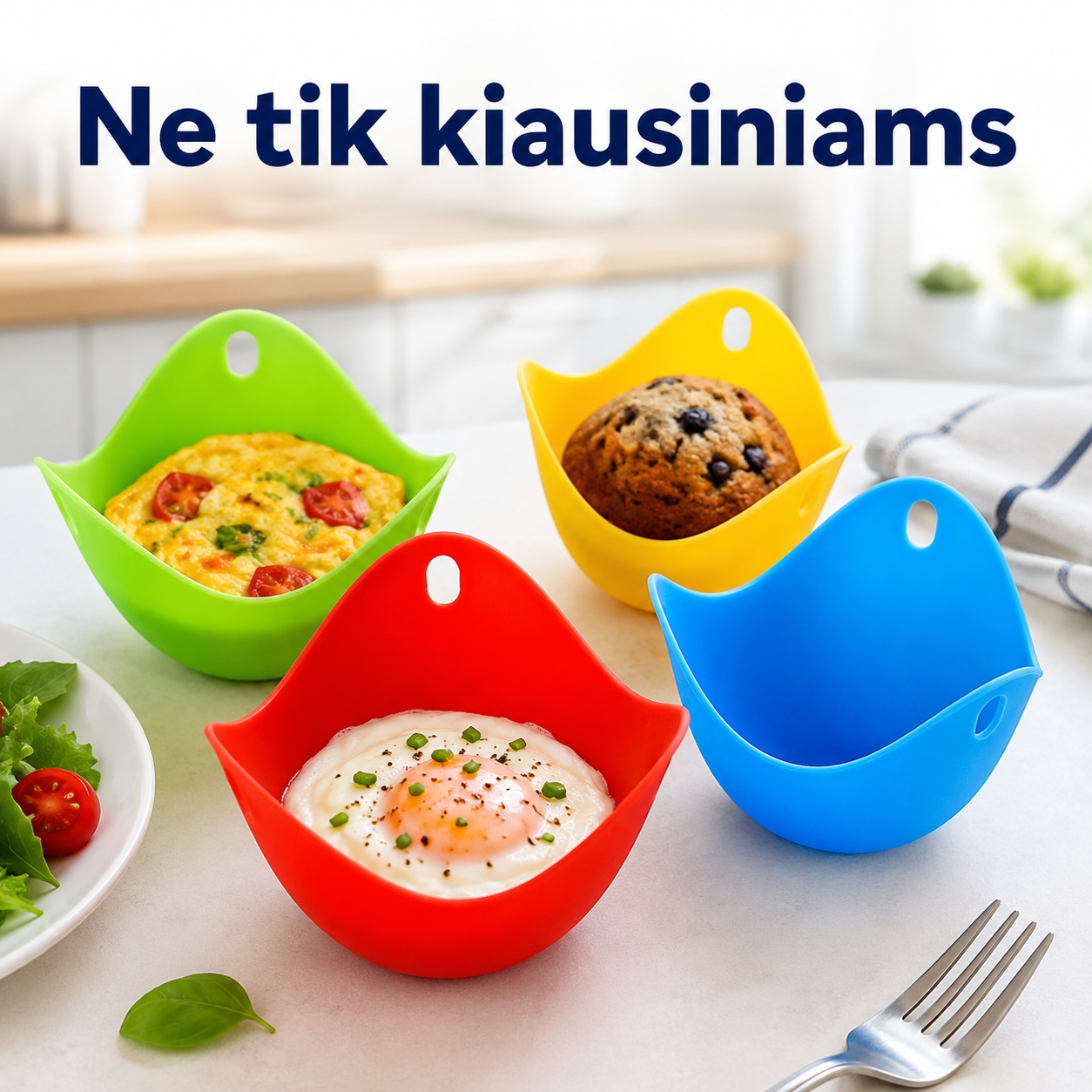 Silikoniniai kiaušinių virimo puodeliai (rinkinys, 4 vnt.)