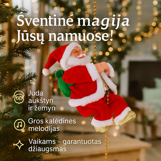 Muzikinis laipiojantis Kalėdų Senis – judanti dekoracija, magijai namuose