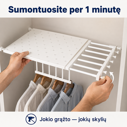 Išplečiama įtempiama lentyna be gręžimo (48–80 cm)