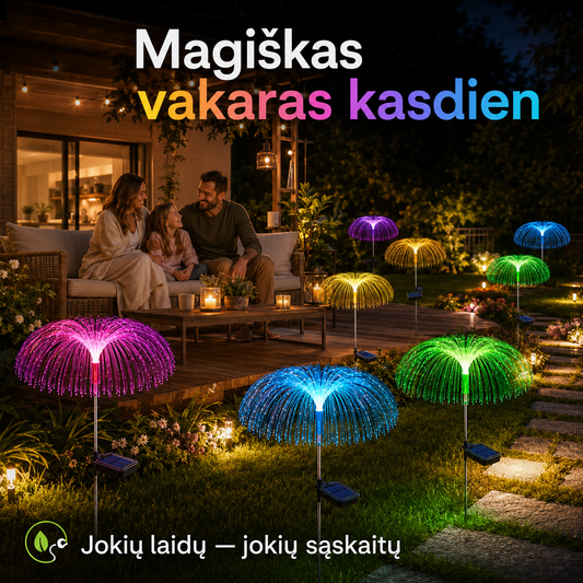 Saulės energija įkraunamas sodo šviestuvas LUMIPALM (7 spalvų)