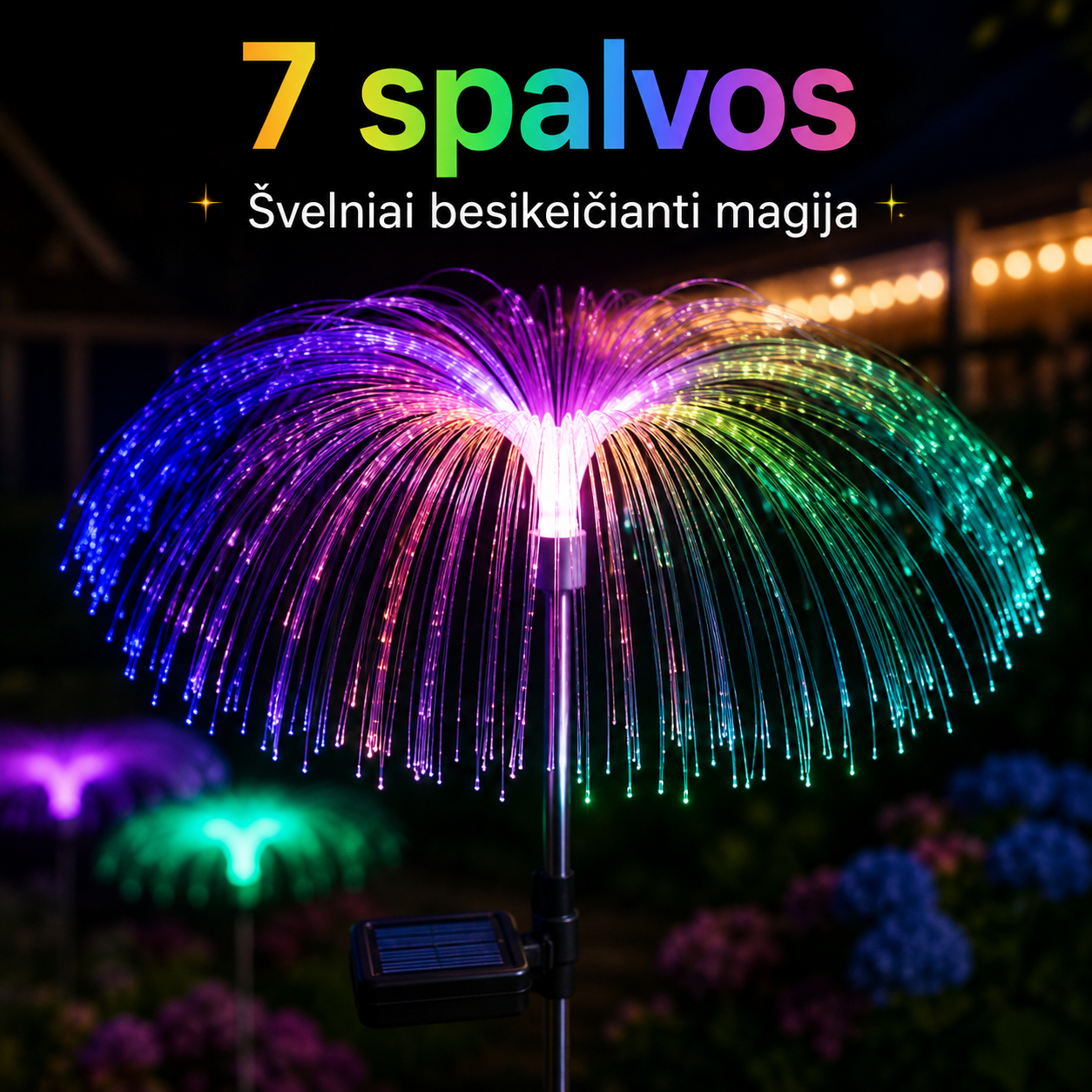 Saulės energija įkraunamas sodo šviestuvas LUMIPALM (7 spalvų)