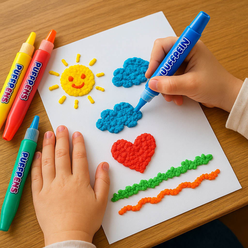 Magiški 3D išsipūčiantys markeriai vaikams – kūryba virs tikru 3D menu