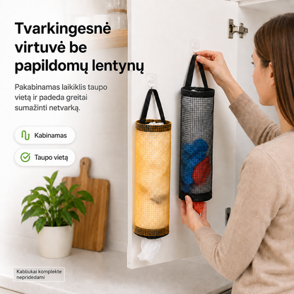 Pakabinamas plastikinių maišelių laikiklis (komplekte 2 vnt.) – nuotrauka 2