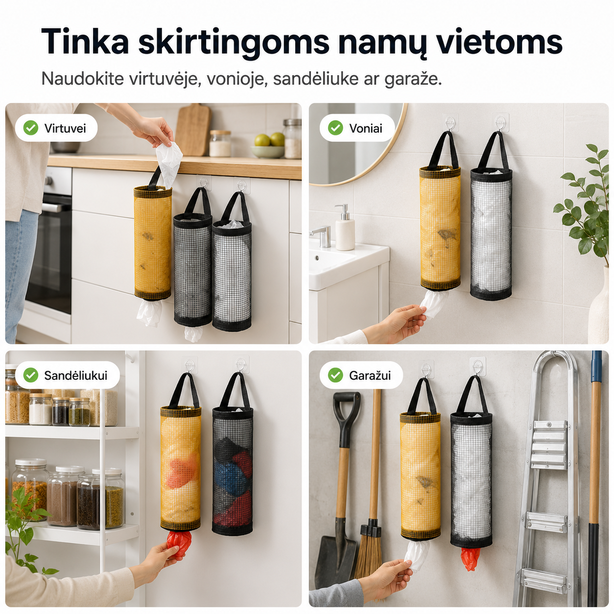 Pakabinamas plastikinių maišelių laikiklis (komplekte 2 vnt.) – nuotrauka 5