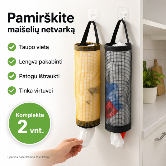 Pakabinamas plastikinių maišelių laikiklis (komplekte 2 vnt.)