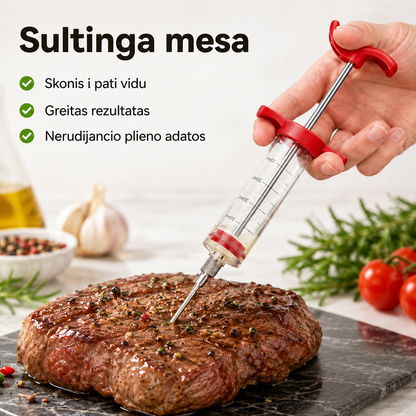 Marinato švirkštas mėsai (injektorius su nerūdijančio plieno adatomis)