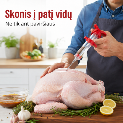 Marinato švirkštas mėsai (injektorius su nerūdijančio plieno adatomis)