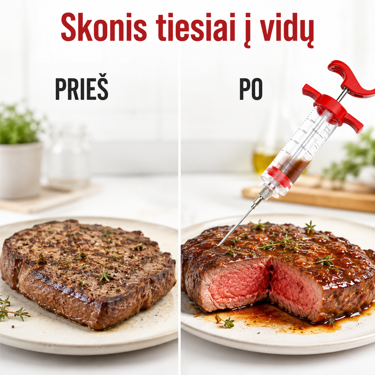 Marinato švirkštas mėsai (injektorius su nerūdijančio plieno adatomis)