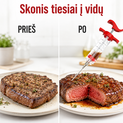 Marinato švirkštas mėsai (injektorius su nerūdijančio plieno adatomis)