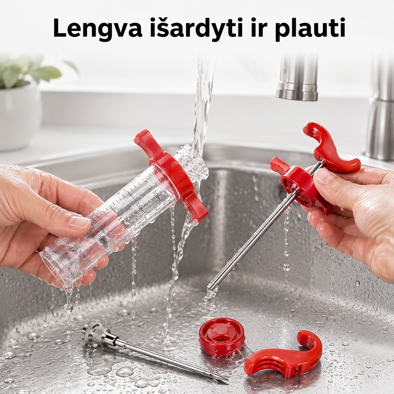 Marinato švirkštas mėsai (injektorius su nerūdijančio plieno adatomis)