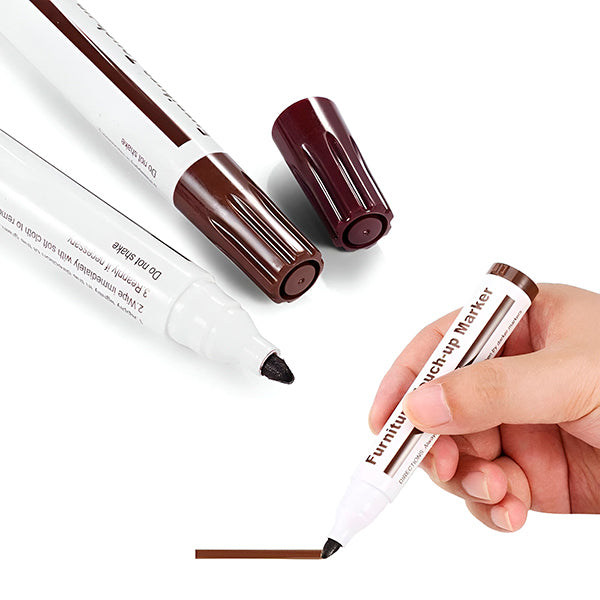 Medinių paviršių atnaujinimo rinkinys – greitas remontas be dažymo (rinkinį sudaro 8 skirtingų spalvų žymekliai ir 8 vaškines kreideles)