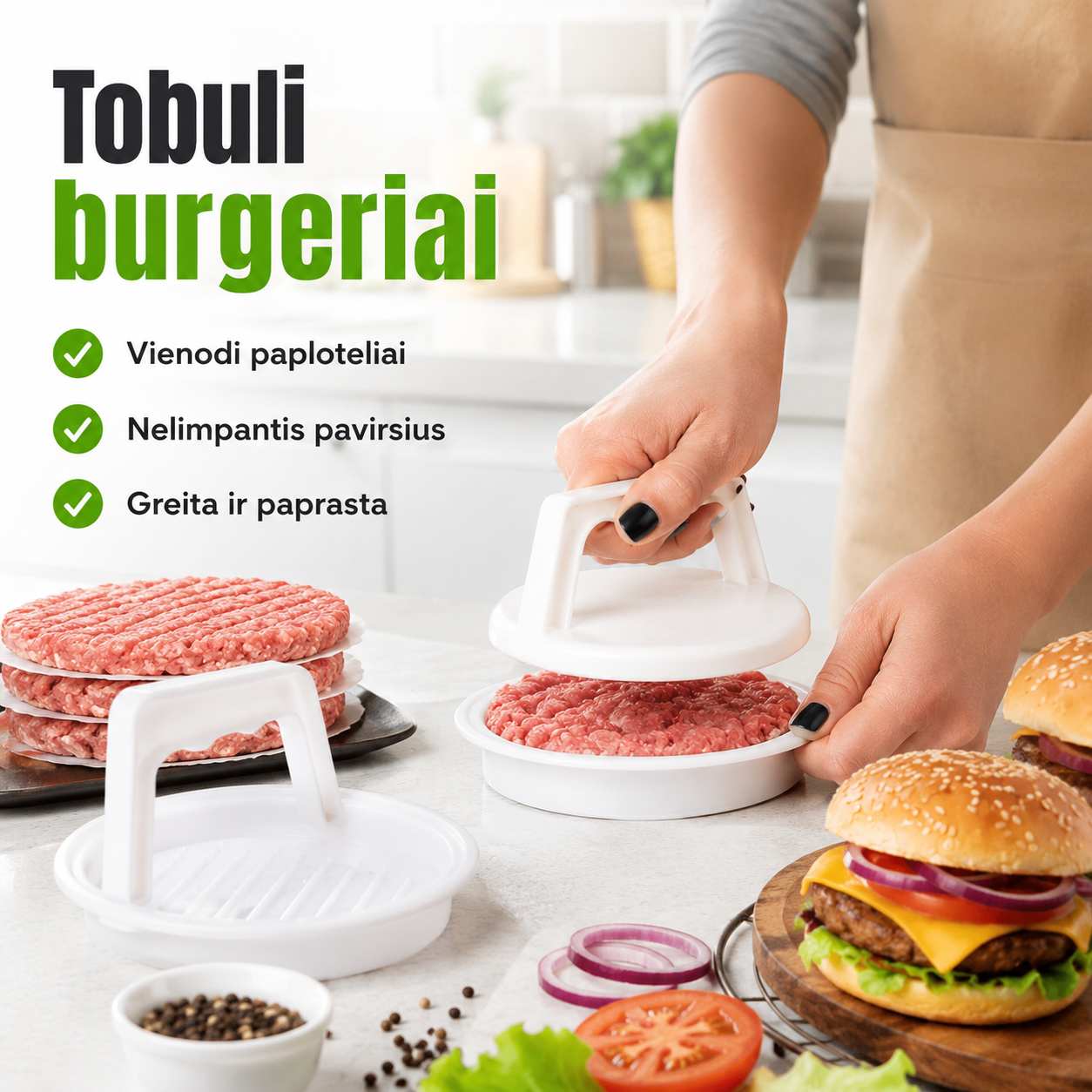 Mėsainių formavimo presas (burgerių forma)