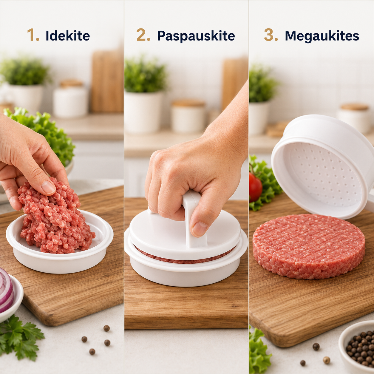 Mėsainių formavimo presas (burgerių forma)