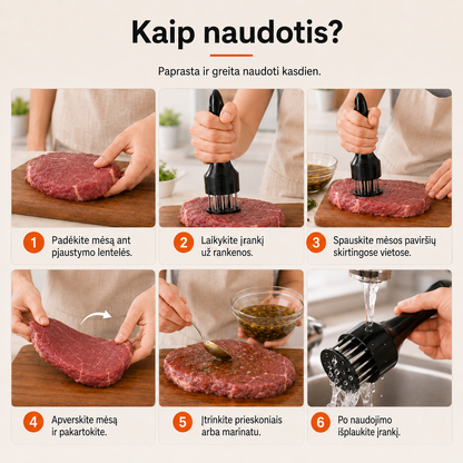 Mėsos minkštinimo įrankis – sultingesnei mėsai
