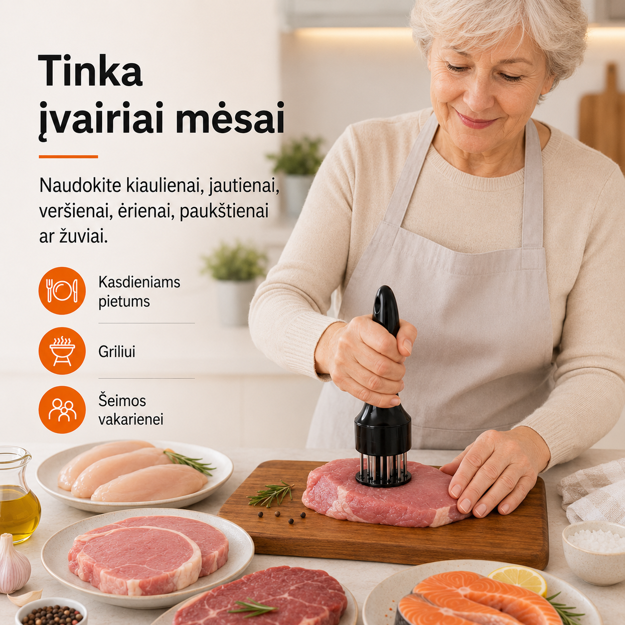Mėsos minkštinimo įrankis – sultingesnei mėsai