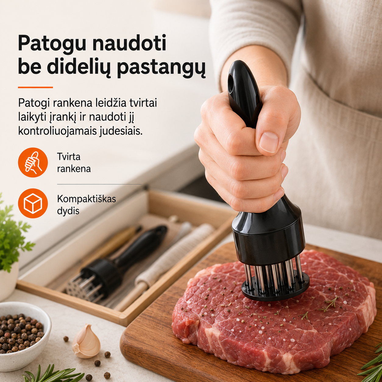 Mėsos minkštinimo įrankis – sultingesnei mėsai
