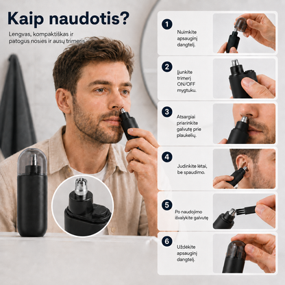 Įkraunamas nosies ir ausų plaukelių trimeris – tvarkinga išvaizda be skausmo