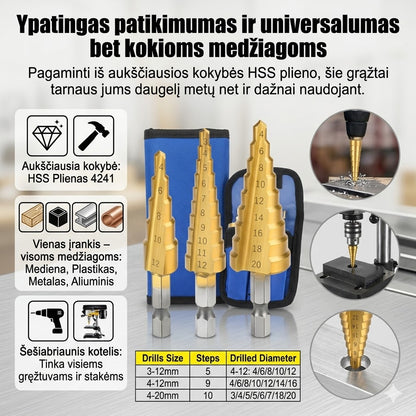 pakopinių grąžtų rinkinys