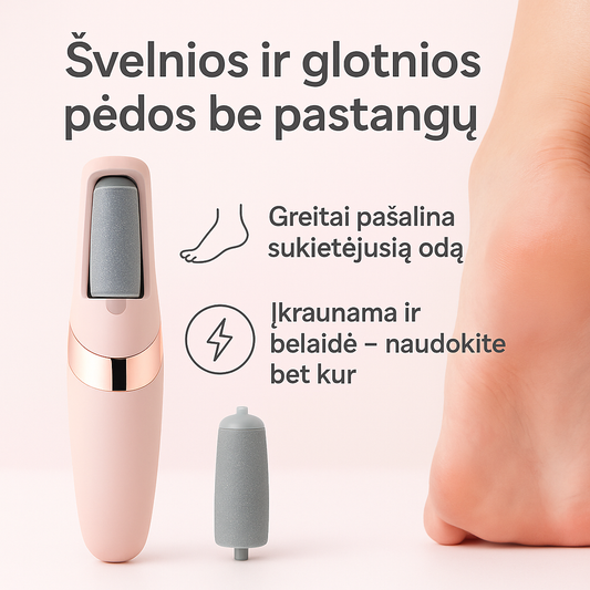 Elektrinė pėdų dildė su keičiama galvute – švelnios ir glotnios pėdos namuose