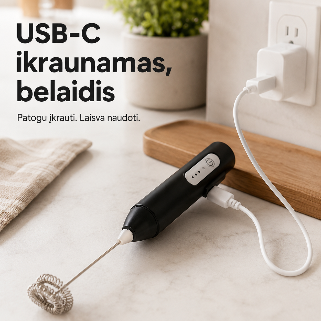 Elektrinis pieno plakiklis (3 greičiai, USB-C įkraunamas)