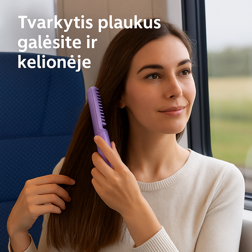 Belaidis plaukų tiesintuvas-šukos – tiesiems ir švelniems plaukams