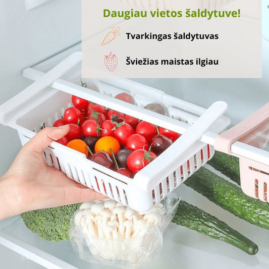 Reguliuojamas šaldytuvo stalčius – tvarka vos per kelias sekundes