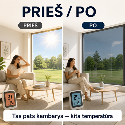 Veidrodinė langų plėvelė nuo saulės ir smalsių žvilgsnių (50 × 100 cm)