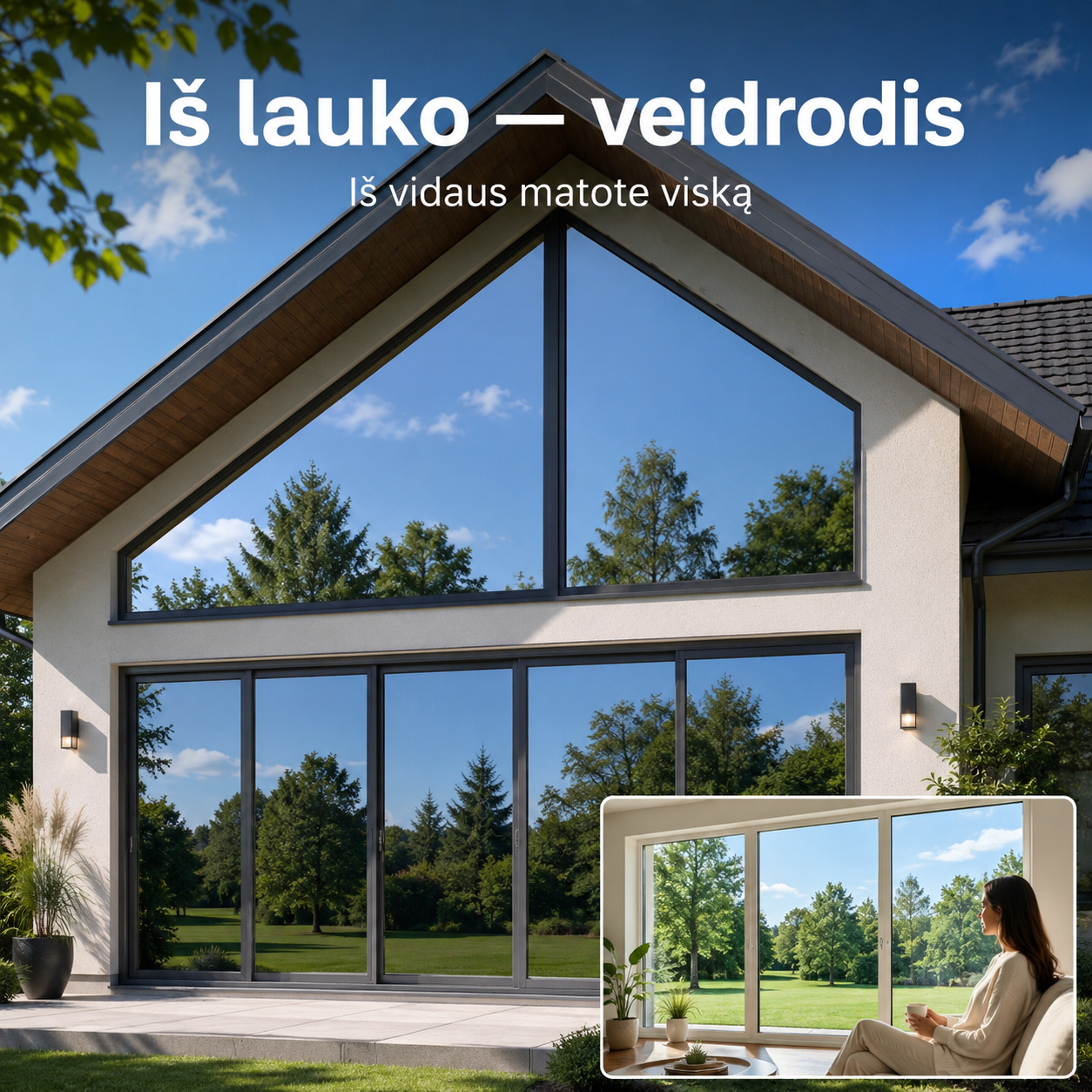 Veidrodinė langų plėvelė nuo saulės ir smalsių žvilgsnių (50 × 100 cm)