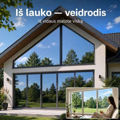 Veidrodinė langų plėvelė nuo saulės ir smalsių žvilgsnių (50 × 100 cm)
