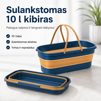 Sulankstomas 10 l kibiras – patogiam grindų plovimui ir lengvam laikymui