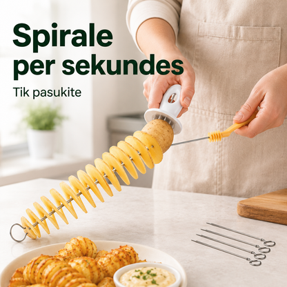 Bulvių spiralių pjaustyklė (rankinė, su 4 iešmais)