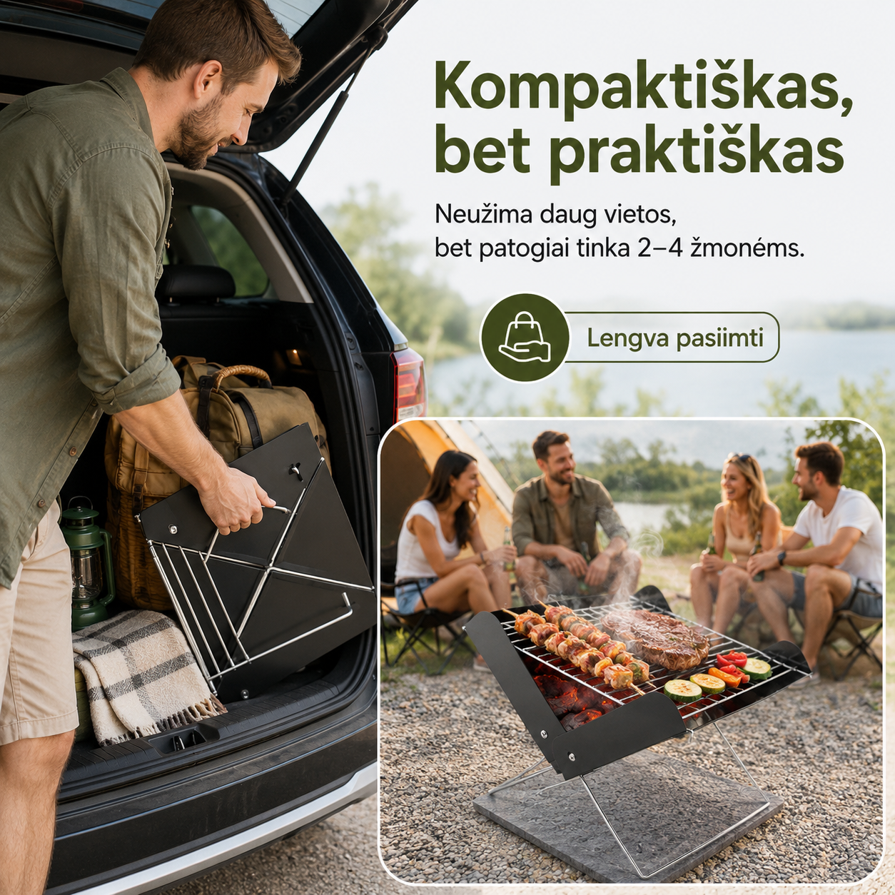 Sulankstomas nešiojamas grilis (patogus išvykoms ir stovyklavimui) – nuotrauka 4