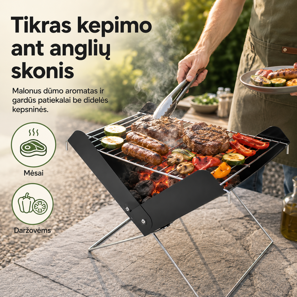 Sulankstomas nešiojamas grilis (patogus išvykoms ir stovyklavimui) – nuotrauka 5