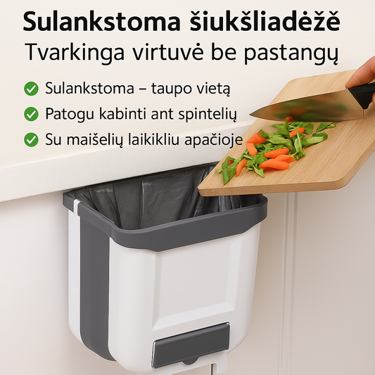 Sulankstoma kabinama šiukšliadėžė – švara virtuvėje be pastangų