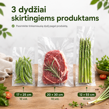 Vakuumavimo maišeliai – papildymas vakuumavimo aparatui 30 vnt.