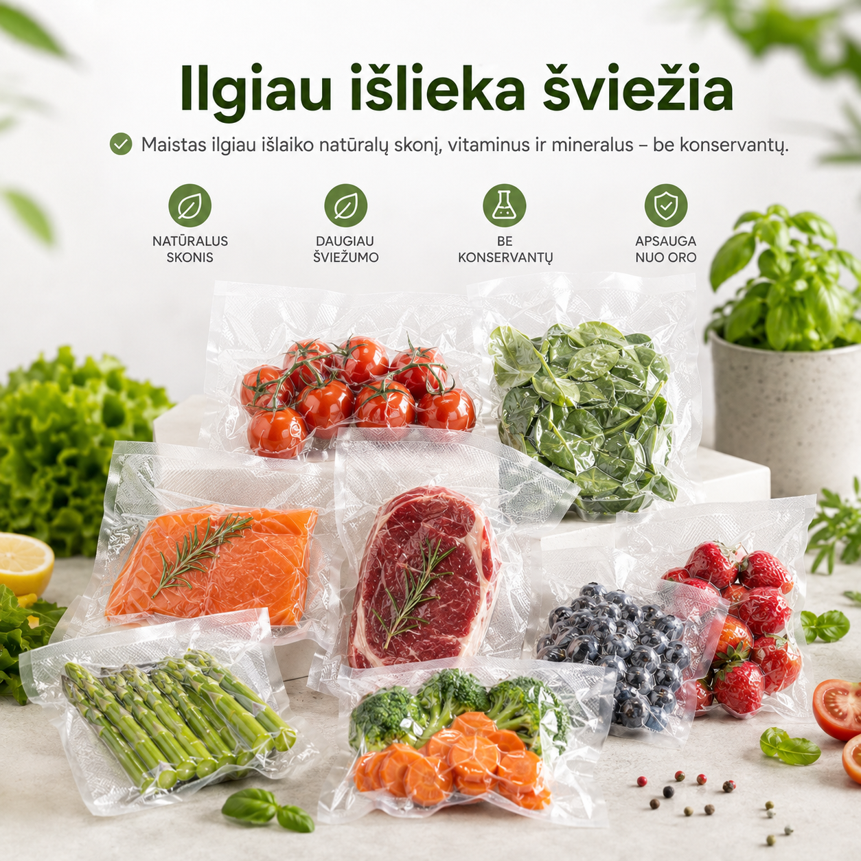 Vakuumavimo maišeliai – papildymas vakuumavimo aparatui 30 vnt.