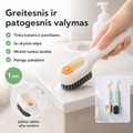 Valymo šepetys su skysčio talpa (minkšti šereliai ir patogi rankena)