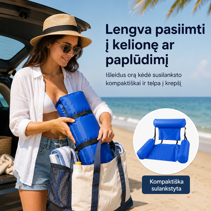 Pripučiama plūduriuojanti vandens kėdė (su porankiais ir kaklo atrama)