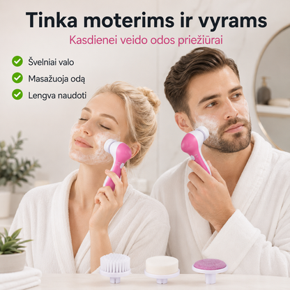 Elektrinis veido valymo šepetėlis 5 viename (su 5 antgaliais) – nuotrauka 7