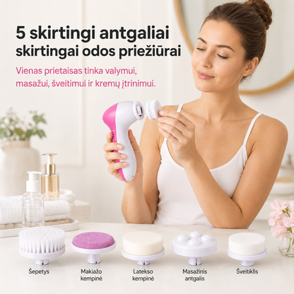 Elektrinis veido valymo šepetėlis 5 viename (su 5 antgaliais) – nuotrauka 3