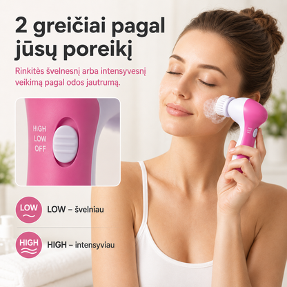 Elektrinis veido valymo šepetėlis 5 viename (su 5 antgaliais) – nuotrauka 4