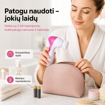 Elektrinis veido valymo šepetėlis 5 viename (su 5 antgaliais) – nuotrauka 5