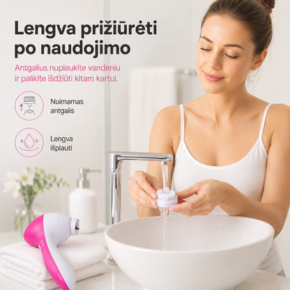 Elektrinis veido valymo šepetėlis 5 viename (su 5 antgaliais) – nuotrauka 6