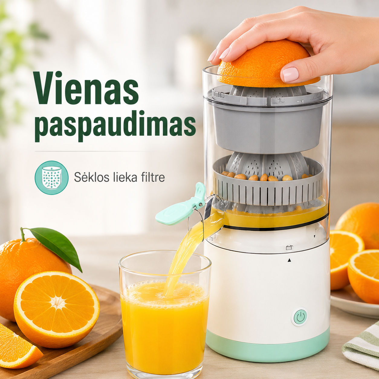 Elektrinė vaisių sulčiaspaudė (400 ml, USB įkraunama)