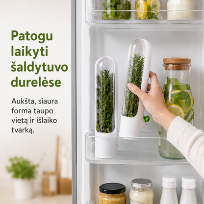 Žolelių laikymo indas šaldytuvui (padeda ilgiau išlaikyti šviežumą) – nuotrauka 9